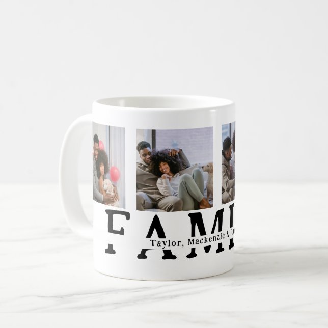 Make Your Own 4 Photo and Personalised Text Family Coffee Mug (Front Left)