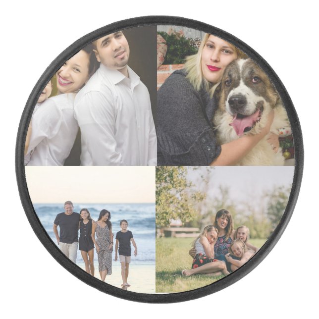 Make Your Own 4 Photo Collage Hockey Puck (Front)