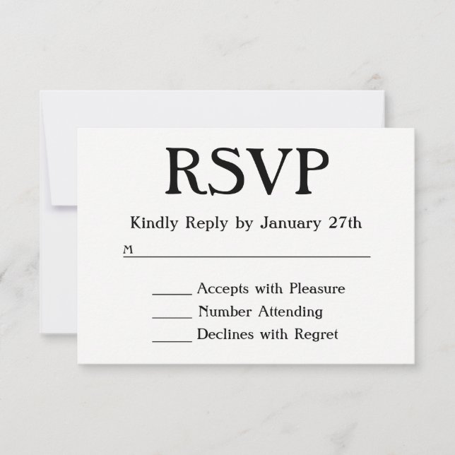 Make Your Own Black and White RSVP (Front)