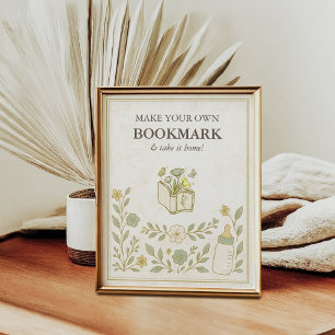 Make Your Own Bookmark New Chapter Baby Shower Poster