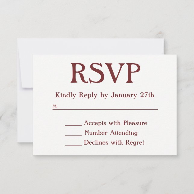 Make Your Own Burgundy and White RSVP (Front)