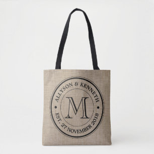 Make Your Own Burlap Retro Logo Monogram Tote Bag