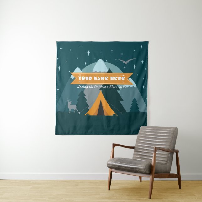 Make Your Own Camping Mountain Outdoor Adventure Tapestry (In Situ)