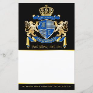 Make Your Own Coat of Arms Blue Gold Lion Emblem