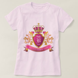 Make Your Own Coat of Arms Gold Crown Pearls Pink T-Shirt