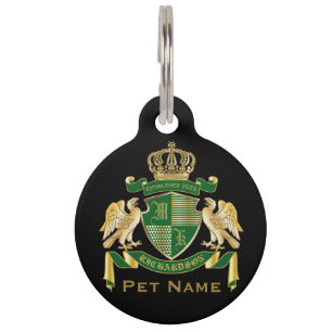 Make Your Own Coat of Arms Green Gold Eagle Emblem Pet Tag