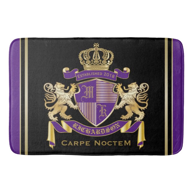 Make Your Own Coat of Arms Monogram Crown Emblem Bath Mat (Front)