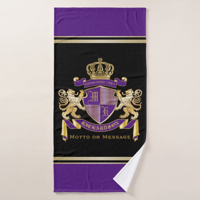 Make Your Own Coat of Arms Monogram Crown Emblem Bath Towel (Bath Towel)