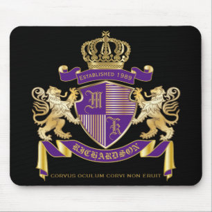 Make Your Own Coat of Arms Monogram Crown Emblem Mouse Mat