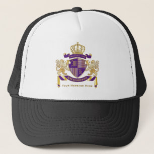 Make Your Own Coat of Arms Monogram Crown Emblem Trucker Hat