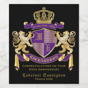 Make Your Own Coat of Arms Monogram Crown Emblem Wine Label