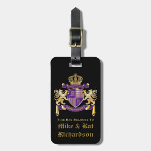 Make Your Own Coat of Arms Monogram Lion Emblem Luggage Tag