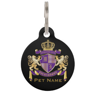 Make Your Own Coat of Arms Monogram Lion Emblem Pet Tag