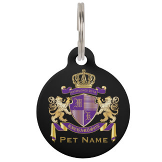 Make Your Own Coat of Arms Monogram Lion Emblem Pet Tag