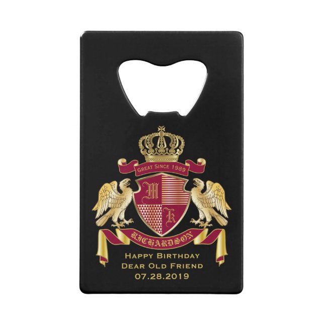 Make Your Own Coat of Arms Red Gold Eagle Emblem (Front)