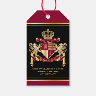 Make Your Own Coat of Arms Red Gold Lion Emblem Gift Tags