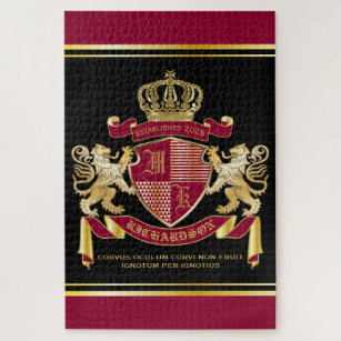 Make Your Own Coat of Arms Red Gold Lion Emblem Jigsaw Puzzle