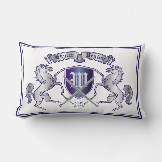 Make Your Own Coat of Arms Silver Horse Shield Lumbar Cushion (Front)
