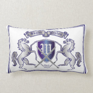 Make Your Own Coat of Arms Silver Horse Shield Lumbar Cushion