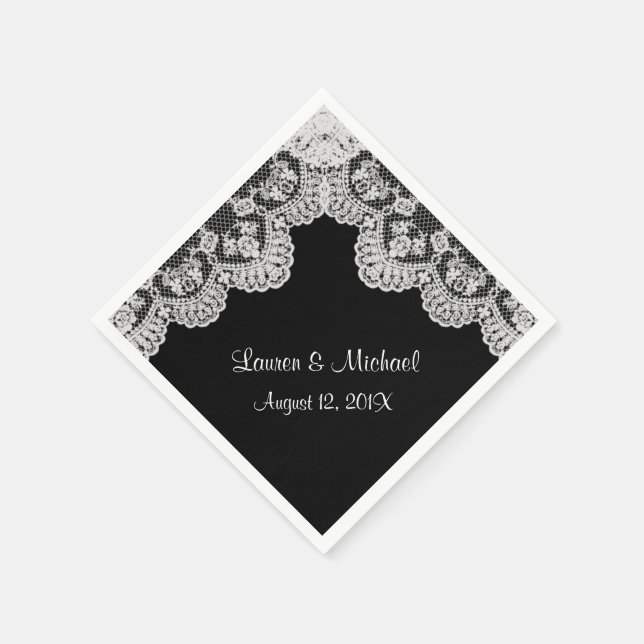 Make Your Own Colour Faux White Lace Wedding Napkin (Corner)