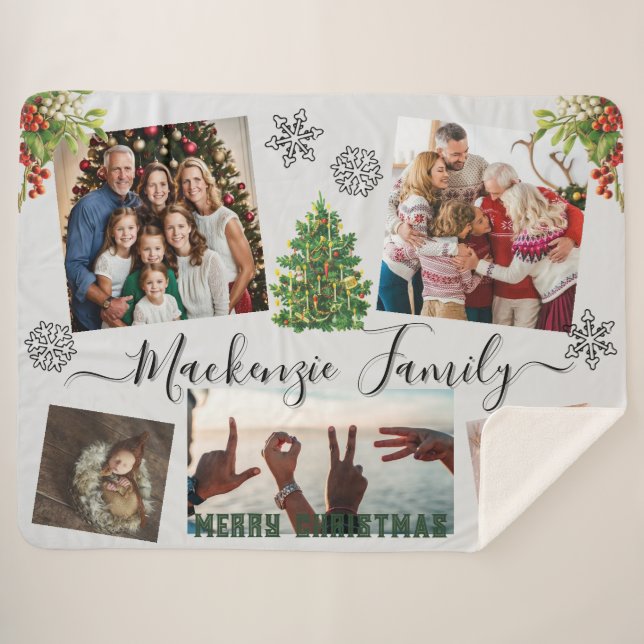 ✨ Make Your Own Custom CHRISTMAS Family Weighted Sherpa Blanket (Front (Horizontal))