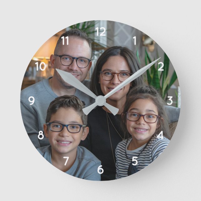 Make Your Own Custom Family Photo Personalised  Round Clock (Front)