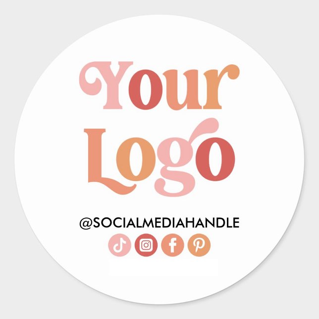 Make Your Own Custom Logo Business Social Media Classic Round Sticker (Creator Uploaded)