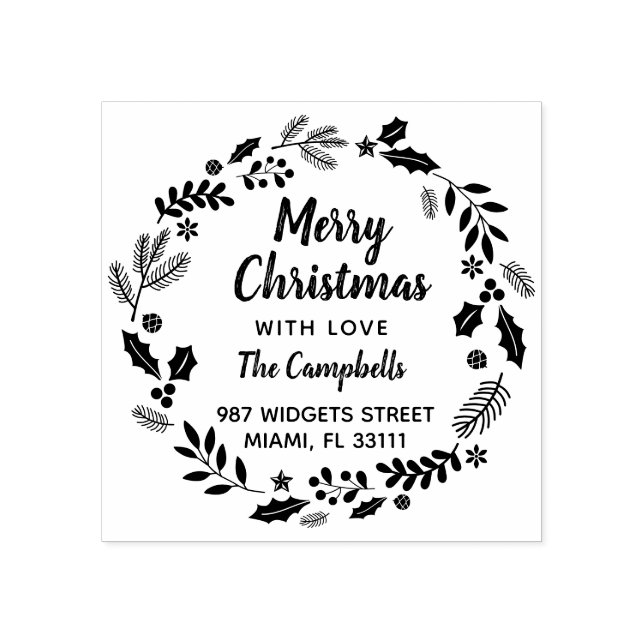 Make Your Own Custom, Modern, Merry Christmas Rubber Stamp (Imprint)