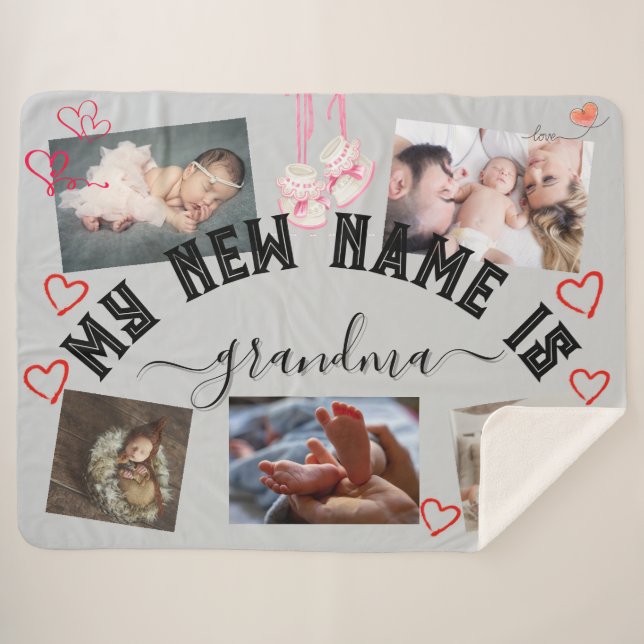 ✨Make Your Own Custom MY NEW NAME IS GRANDMA Throw (Front (Horizontal))