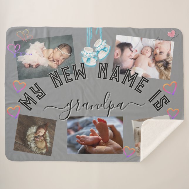 ✨Make Your Own Custom MY NEW NAME IS GRANDPA Throw (Front (Horizontal))