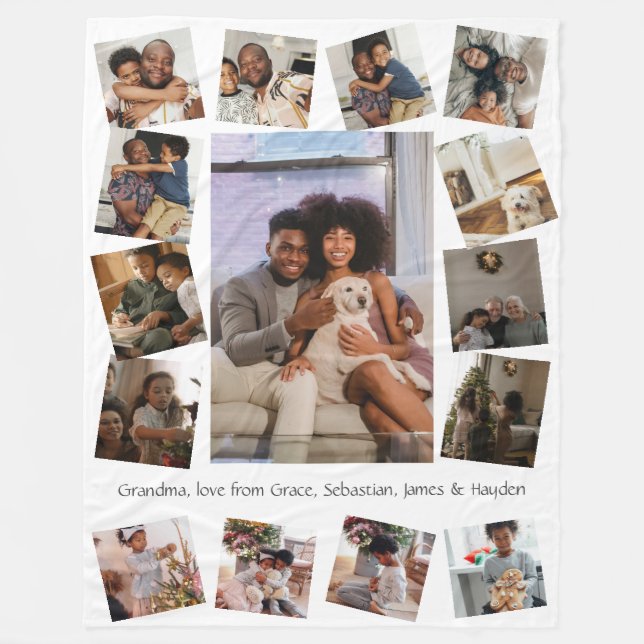 Make your own custom personalised 15 photo fleece blanket (Front)