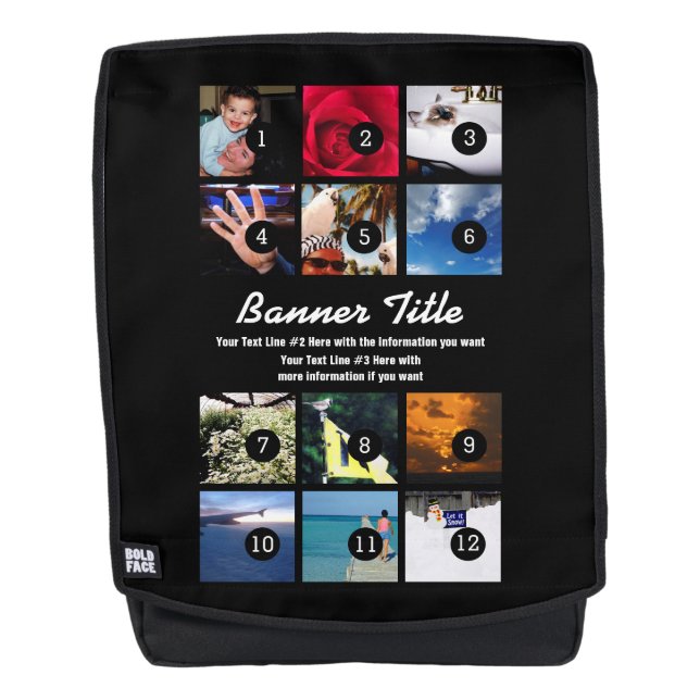 Make your own decor easily with 12 images on a backpack (Front)