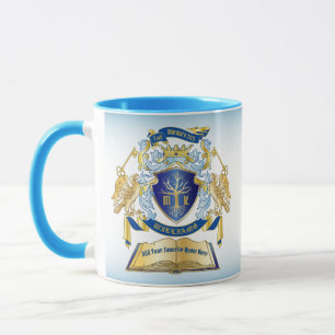 Make Your Own Emblem Tree Book Key Crown Gold Blue Mug