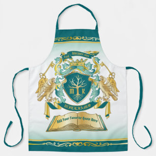 Make Your Own Emblem Tree Book Key Crown Gold Jade Apron