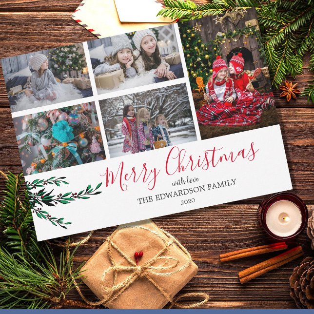 Make your own family collage berries Christmas Holiday Card (Make your own family collage berries Christmas Holiday Card. Very personal and unique Christmas card)