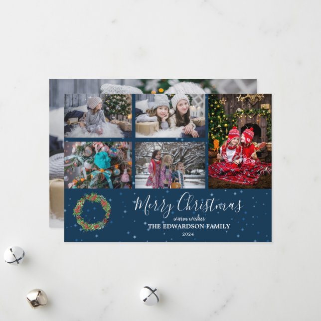 Make your own family collage berries Christmas Holiday Card (Front/Back In Situ)