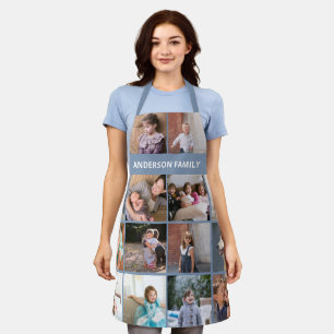 Make your own family photo collage name dusty blue apron