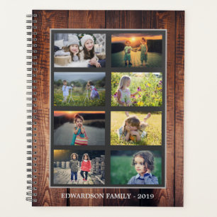 Make your own family photo collage rustic wood planner