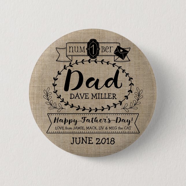 Make Your Own Father’s Day Number 1 Dad Monogram 6 Cm Round Badge (Front)
