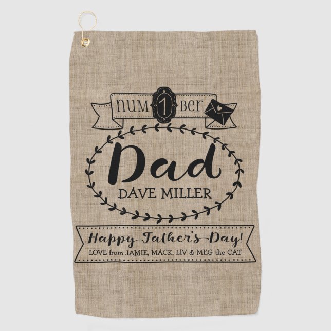 Make Your Own Father’s Day Number 1 Dad Monogram Golf Towel (Front)