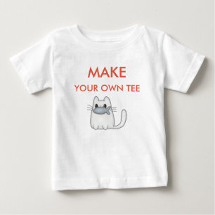 Make Your Own Funny Cute Cat Personalised Name  Baby T-Shirt