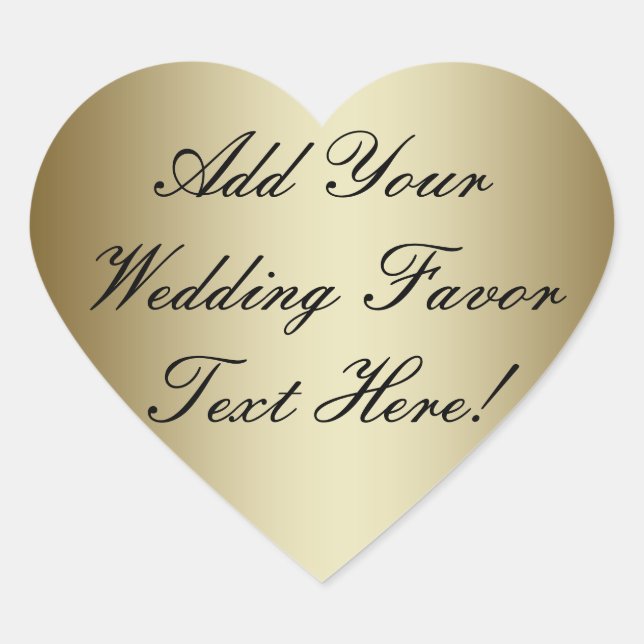 Make your own Gold Wedding Favour Heart Sticker (Front)