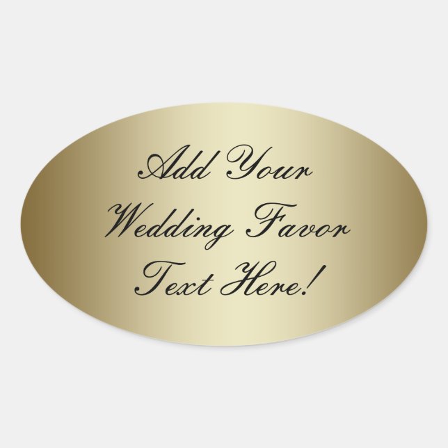 Make your own Gold Wedding Favour Oval Sticker (Front)