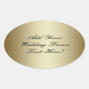 Make your own Gold Wedding Favour Oval Sticker