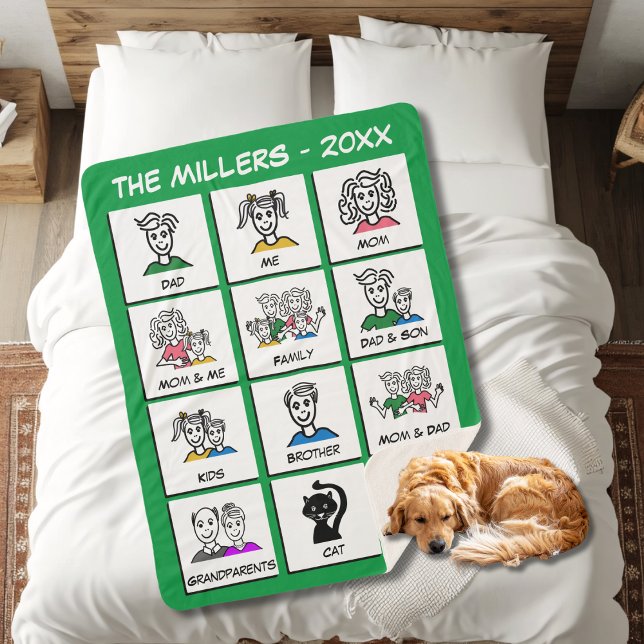 Make Your Own Green Instant Photo Family Collage Sherpa Blanket (Creator Uploaded)