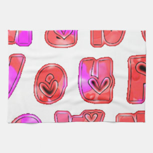 Make Your Own Hearts Art Print Design Tea Towel
