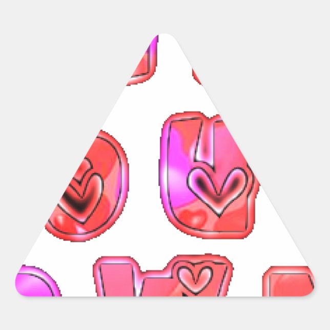 Make Your Own Hearts Art Print Design Triangle Sticker (Front)