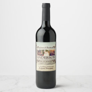 Make Your Own Hip Retro Instagram Couple Collage Wine Label