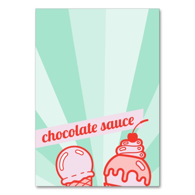 Make your own Ice Cream Bar Topping Table Tent  Table Number (Front)