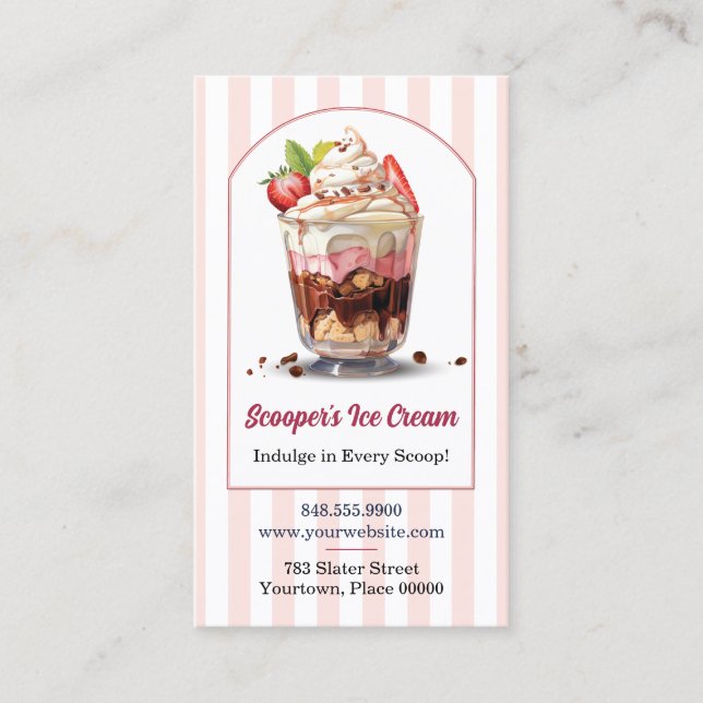 Make Your Own Ice Cream Sundae Birthday Party Business Card (Front)